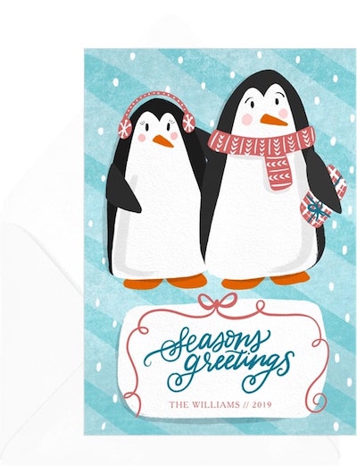 Winter baby shower: Penguin Pair Card