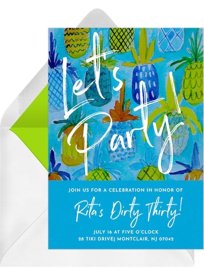 Peppy Pineapple Party Invitation