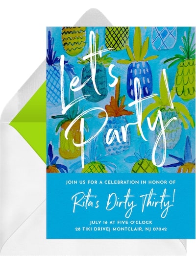 Summer party invitations: Peppy Pineapple Party Invitation