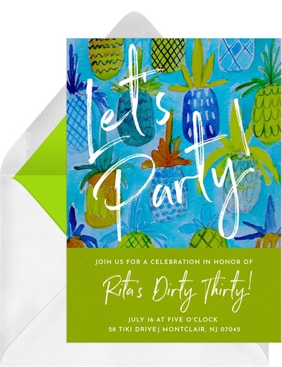 Pool party ideas for adults: Peppy Pineapple Party Invitation
