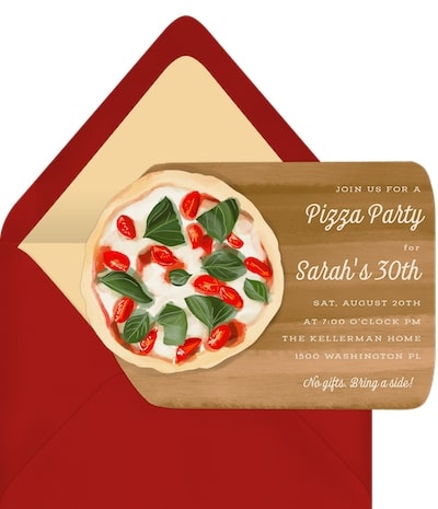 Dinner party themes: Pizza Peel Invitation