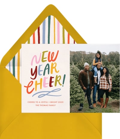 Happy New Year wishes for family: Playful Cheer Card