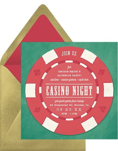 50th birthday party ideas for men: Poker Chip Invitation