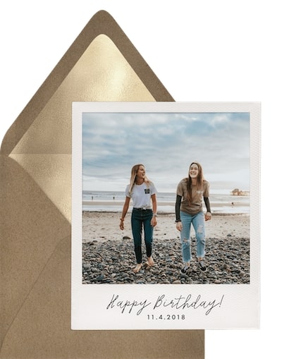 Money gift ideas for birthdays: Polaroid Celebration Card