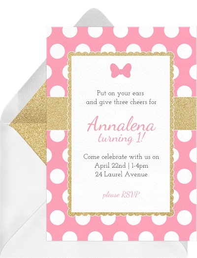 Polka Dot Bow Invitation