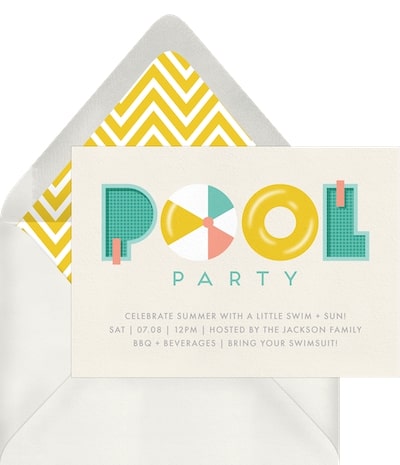 Bring your own pool party: Pool Party Invitation