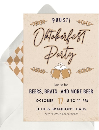Fall birthday party ideas: Prost! Invitation