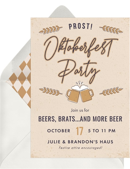 Oktoberfest party ideas: Prost! Invitation