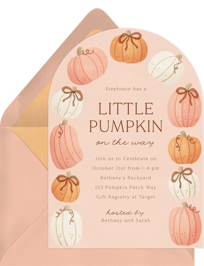 Pumpkin baby shower invitations: Pumpkins and Bows Invitation