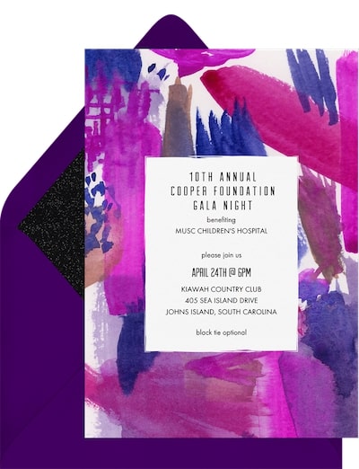 Gala themes: Purple Palette Invitation
