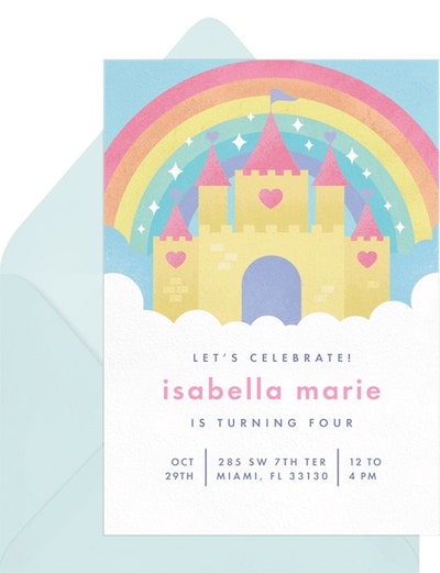 Rainbow Castle Invitation