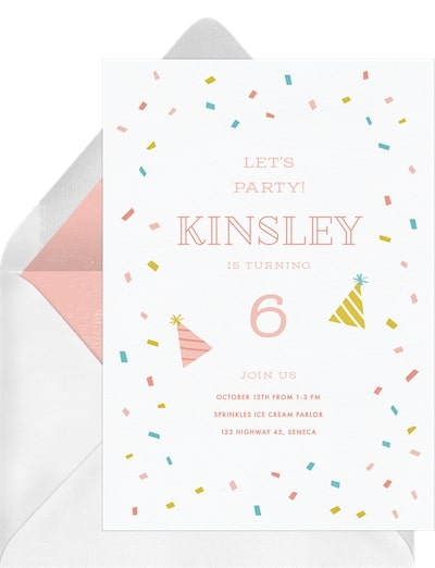 Custom party invitations: Rainbow Confetti Sprinkles Invitation