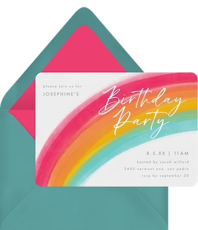 2nd birthday themes girl: Rainbow Invitation