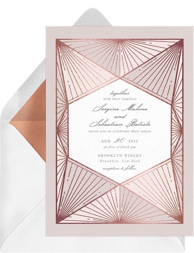 Rose gold wedding invitations: Rare Love Invitation