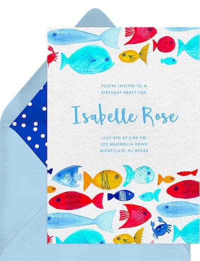 1st birthday invitations: Razzle-Dazzle Fish Invitation