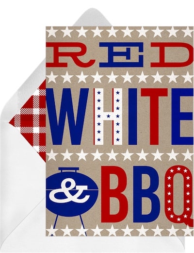 4th of July activities for adults: Red White BBQ Invitation