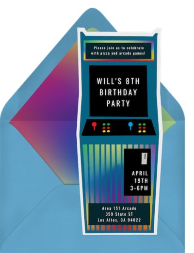 17th birthday party ideas: Retro Arcade Game Invitation