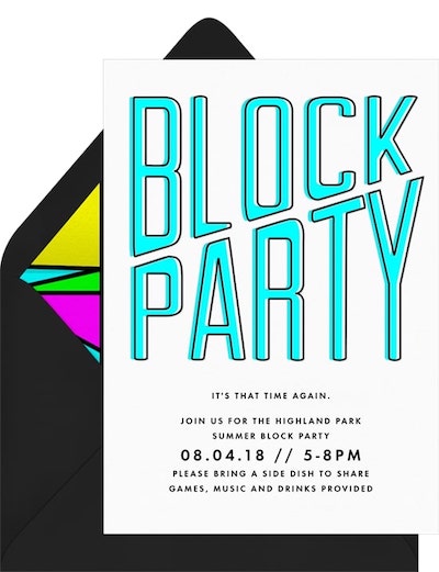 Retro Block Party Invitation