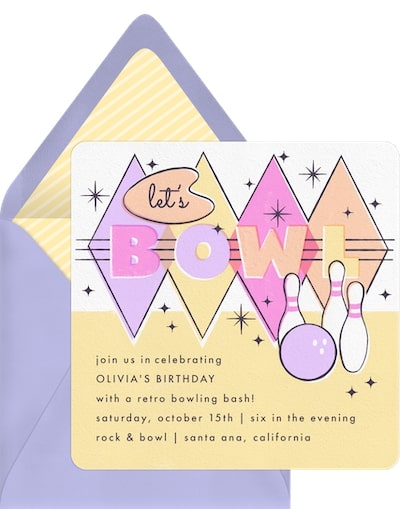 13th birthday party ideas girl: Retro Bowl Invitation