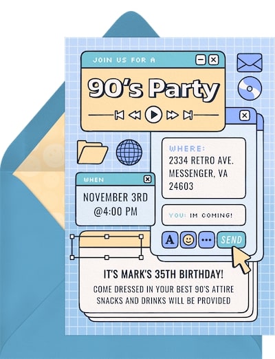 90s party invitation: Retro Computer Invitation
