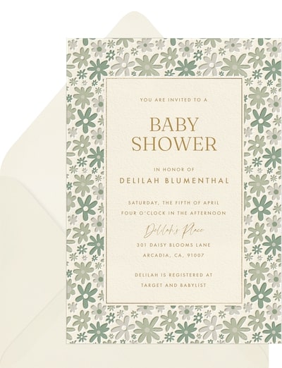 Retro Ditsy Daisy Invitation