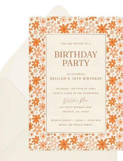 Retro Ditsy Daisy Invitation