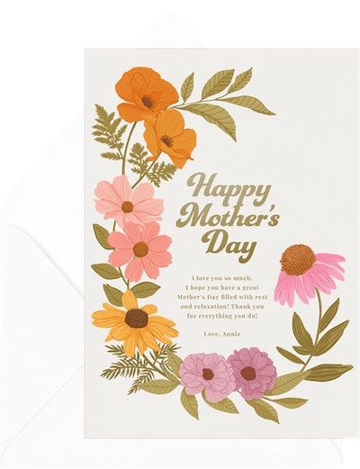 Mother in law Mothers Day messages: Retro Floral Frame Card