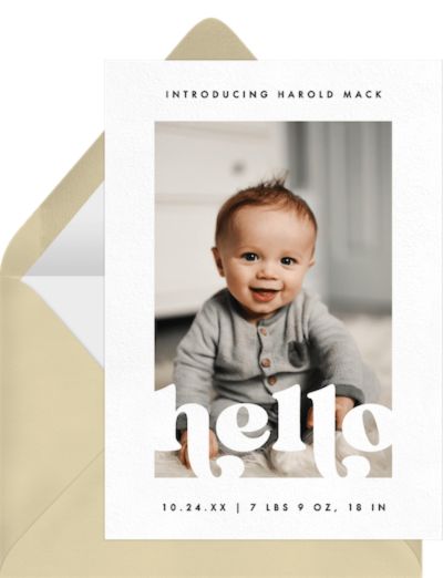 Baby announcement template: Retro Hello Announcement