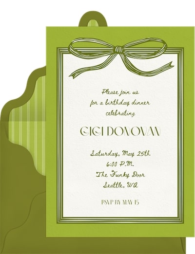 Birthday dinner invitation: Retro Ribbon Invitation