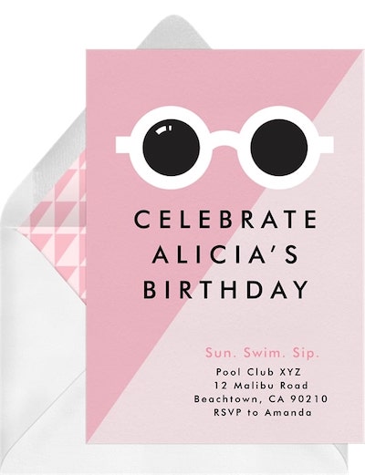 3rd birthday party themes: Retro Sunglasses Invitation