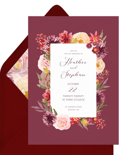 Fall wedding colors: Rich Fall Florals Invitation