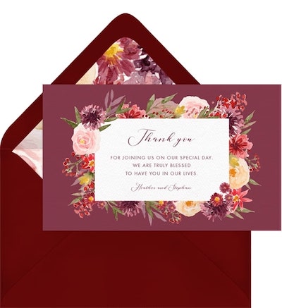 Rich Fall Florals Thank You Note