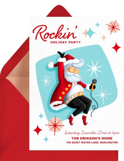 Christmas games for adults: Rockstar Santa Invitation