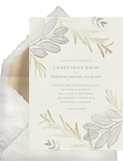 Romantic Guilded Leaves Invitation