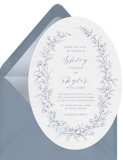 How much do wedding invitations cost: Romantic Linework Wreath Invitation