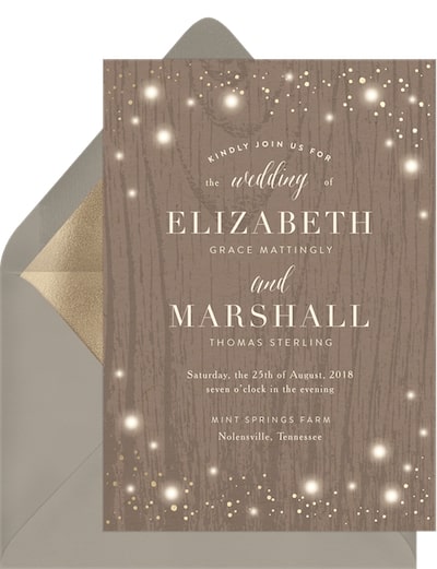 Wedding themes for summer: Rustic Twinkle Invitation