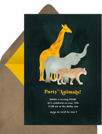 Safari Animals Invitation