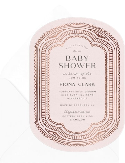 Baby shower invite wording: Scallop Surround Invitation