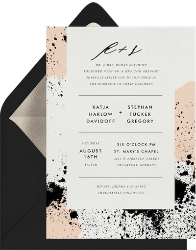 Simple wedding invitations: Scandi Splatter Invitation