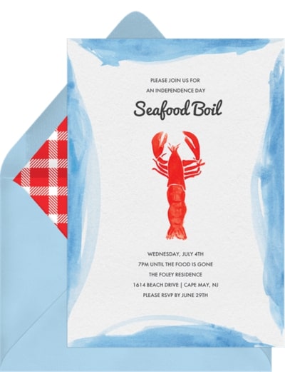 Seafood boil party ideas with a crustacean invitation
