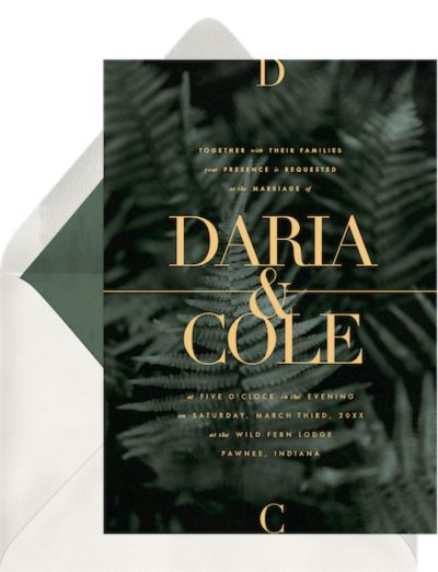 Gothic wedding invitations: Shadowed Ferns Invitation