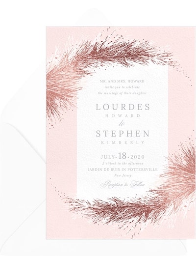 Rose gold wedding invitations: Shimmering Boughs Invitation