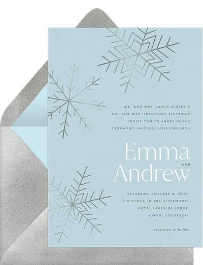 Winter wedding: Shimmering Snowfall Invitation