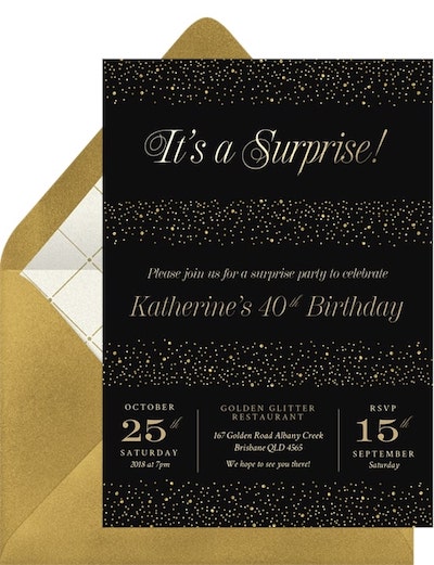 Golden birthday: Shimmery Surprise Invitation