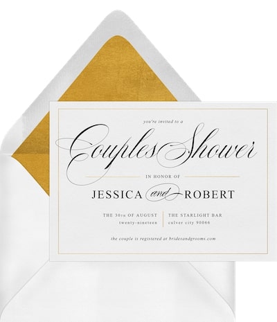 Couples wedding shower invitations: Simple Gold Grid Invitation