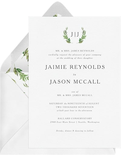 Simple wedding invitations: Simple Greenery Invitation