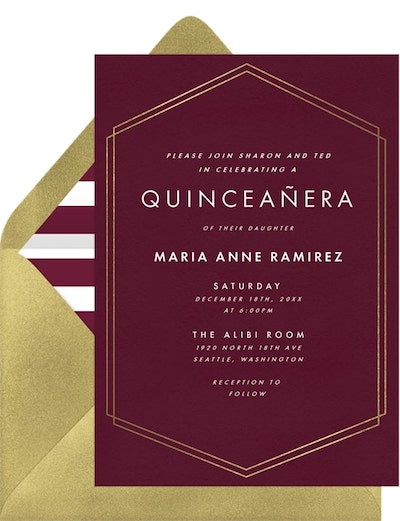 Quinceanera themes: Simple Hexagon Border Invitation