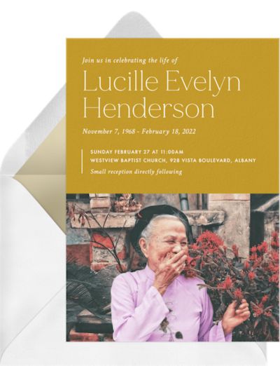 Celebration of life ideas: Simple Remembrance Invitation