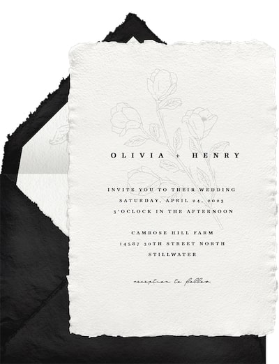 Floral wedding invitations: Sketched Floral Invitation