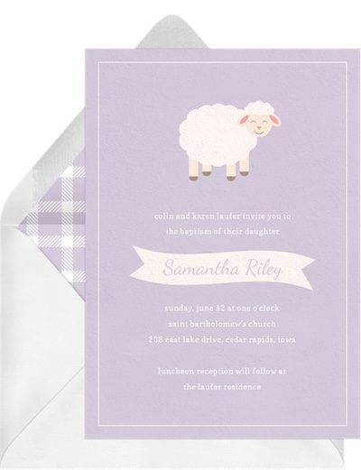 Ideas for baptism party: Smiling Lamb Invitation